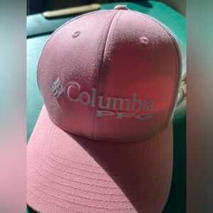 Pink/White Columbia PFG Trucker Cap